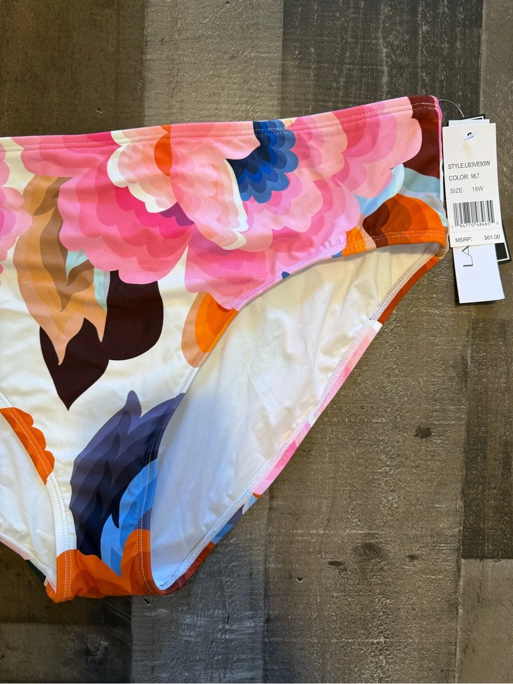 NWT La Blanca Floral Rhythm Hipster Orange Pink Blue Floral Bikini Bottom 18W